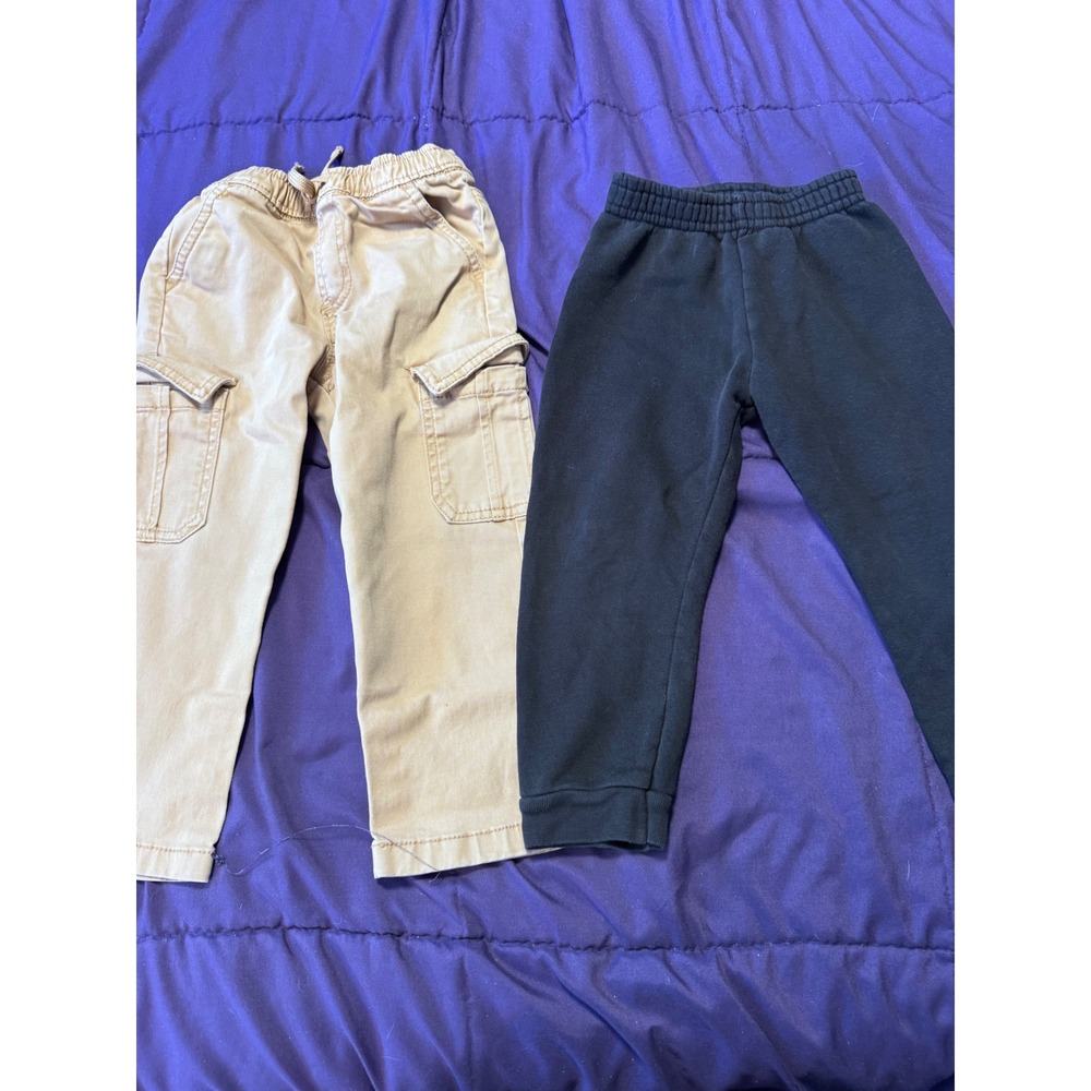 Cat & Jack Tan Cargo Pants & Garanimals Black Joggers Bundle Toddler Boys 3T